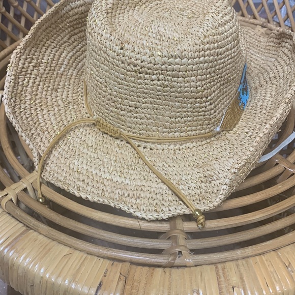 Nikki Beach Women's Natural Mazatlan Crochet Raffia Straw Western Hat - Picture 8 of 12